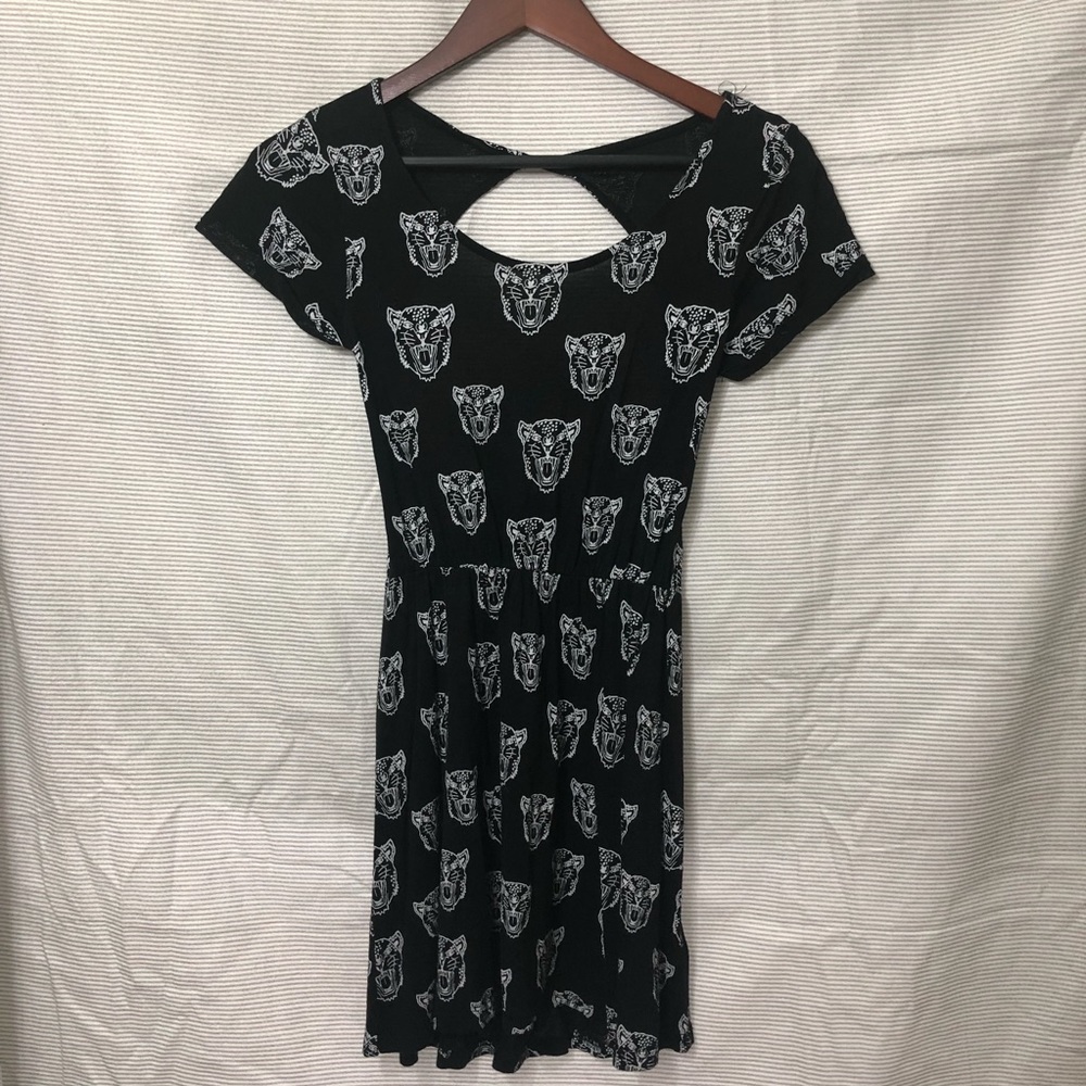 Lion printed open back mini summer dress